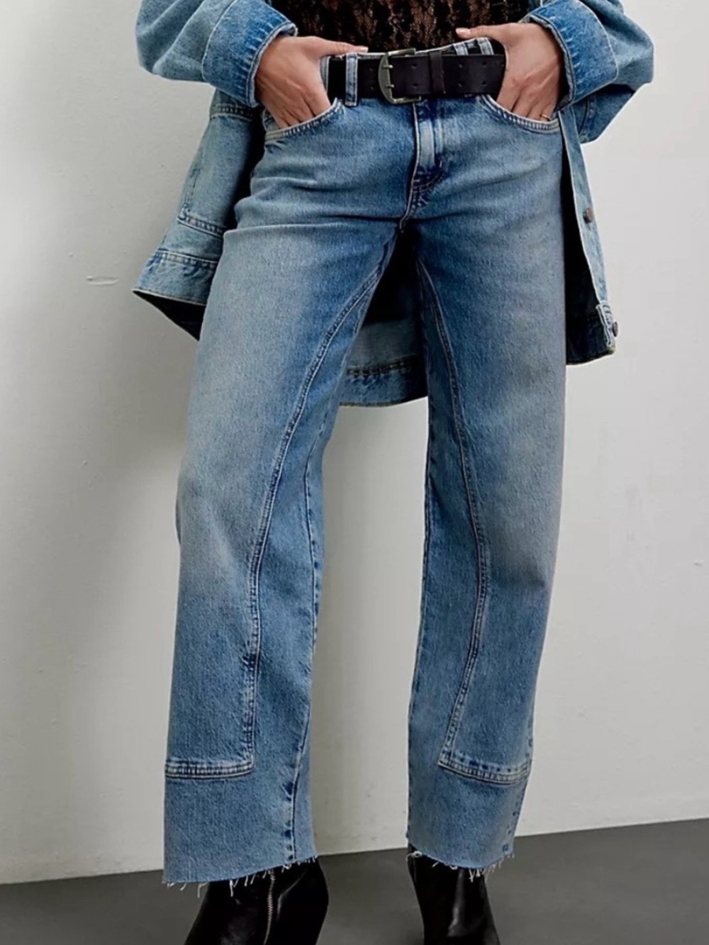 Free People The Risk Taker Light Wash Blue Straight Leg Jeans